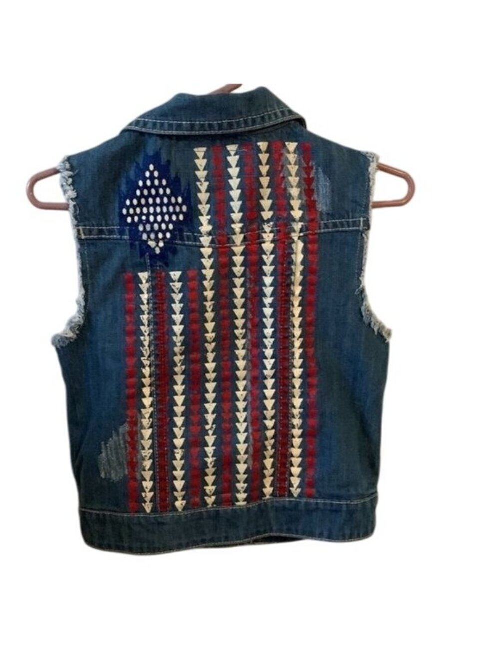 Rock & Roll Cowgirl Womens Denim Vest S Distressed Sleeveless Western Style With - Picture 10 of 11